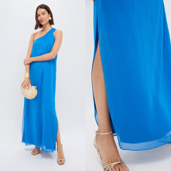 Tuckernuck Baleine Blue Soleil Gown Maxi Dress Size XXXL NWT One Shoulder Formal - Picture 2 of 11